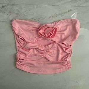 Shein pink 3D floral cut out top